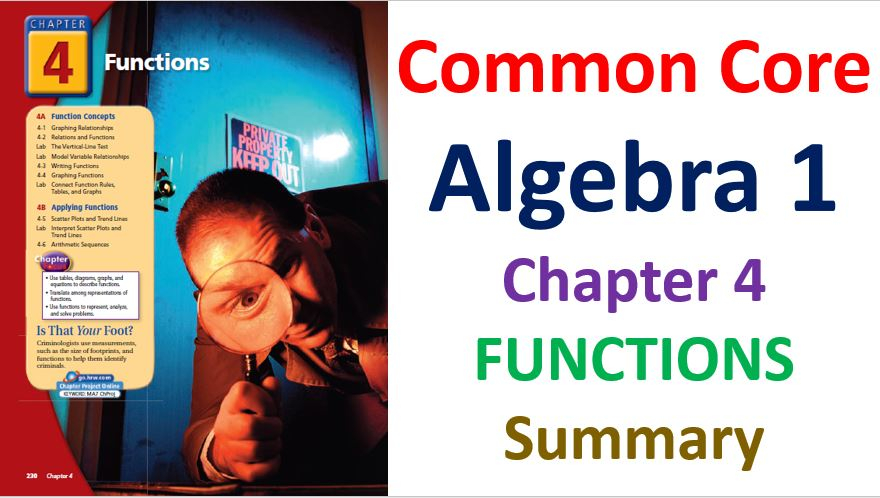 Common Core Algebra 1 Unit 4 Functions Chapters List