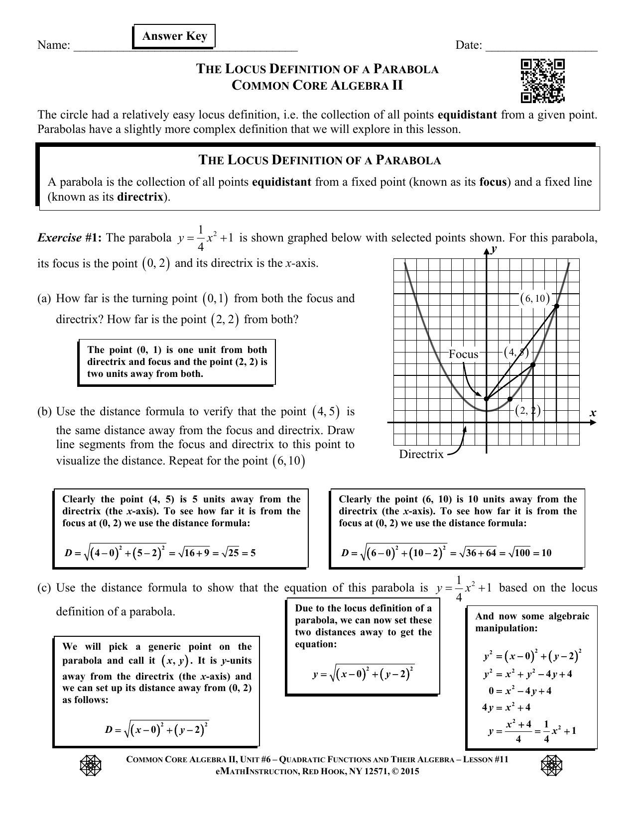 Common Core Algebra 1 Unit 6 Lesson 2 Answer Key Tutordale