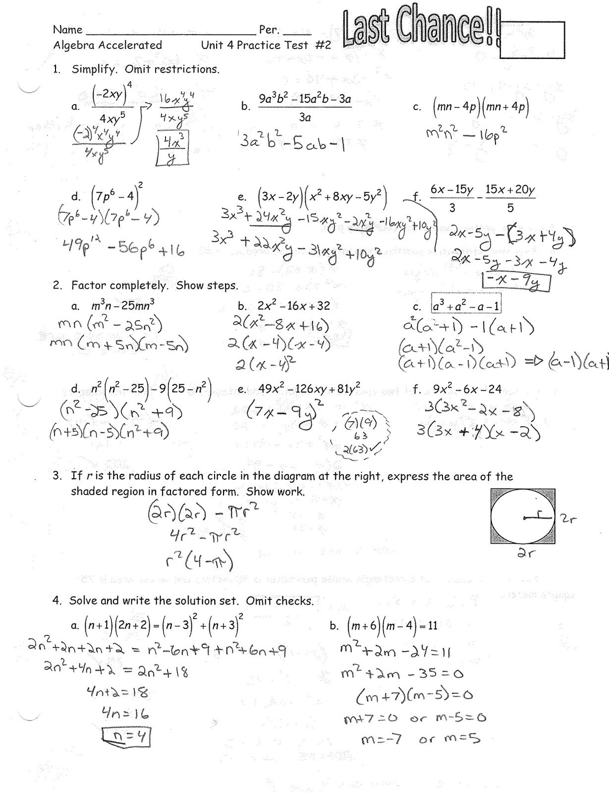 Common Core Algebra 1 Unit 6 Lesson 2 Answer Key Tutordale