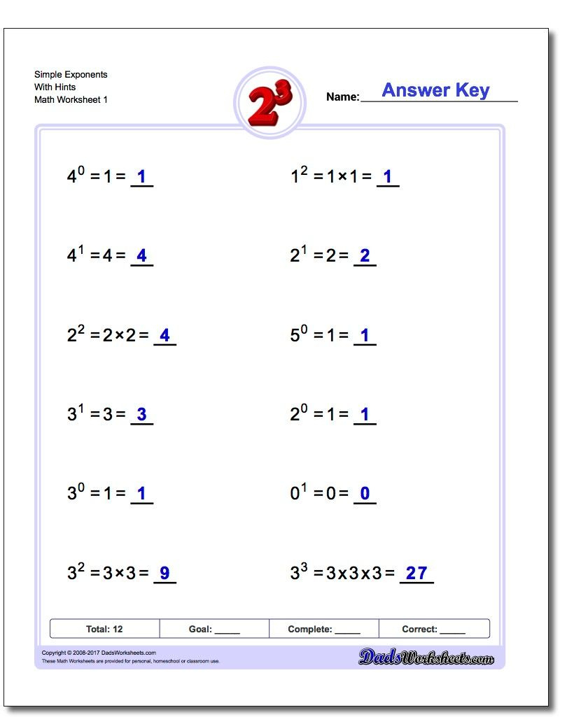 Common Core Exponents Worksheets Common Core Worksheets