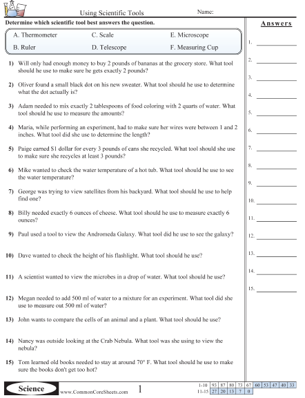 Common Core Science Worksheets Free Common Core Worksheets