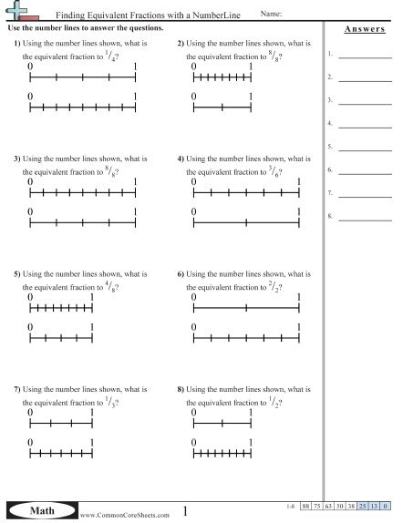 Common Core Sheets Finding Equivalent Fractions Answer Key Common