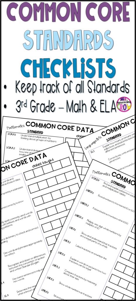 Common Core Standards Checklists For 3rd Grade Covers All Standards 
