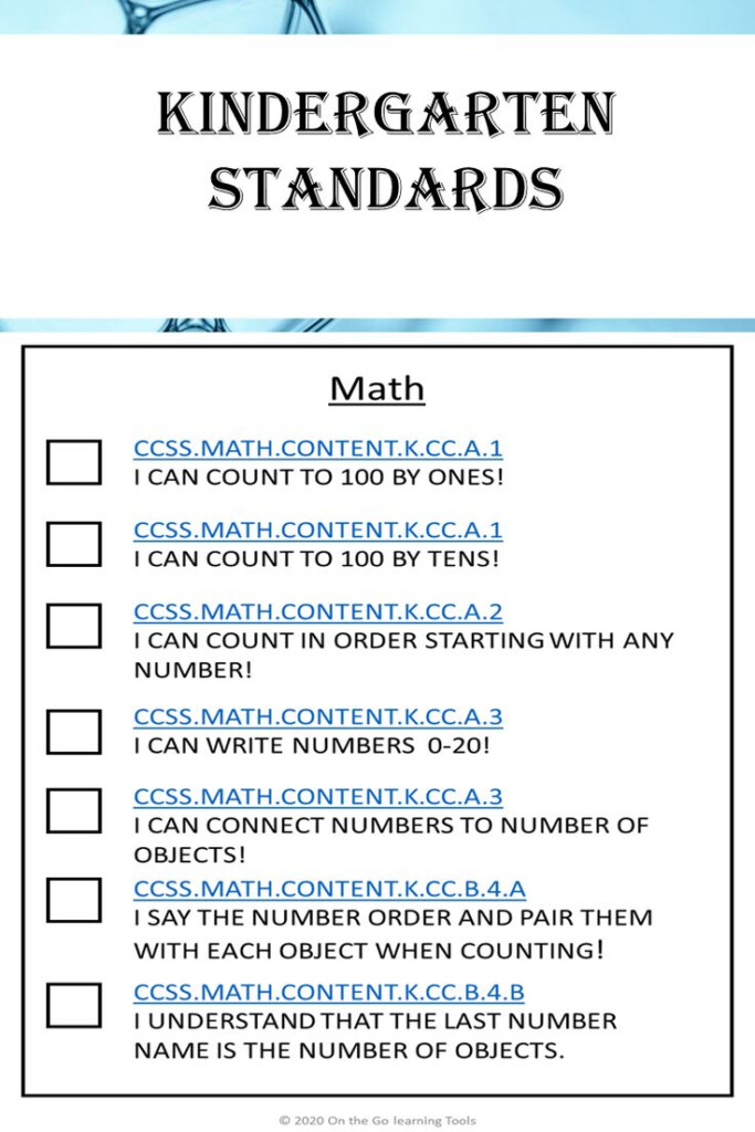 Common Core Standards Kindergarten