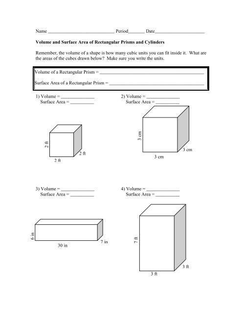 Common Core Surface Area Worksheets Common Core Worksheets