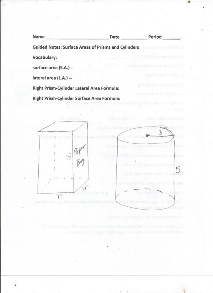 Common Core Surface Area Worksheets Common Core Worksheets