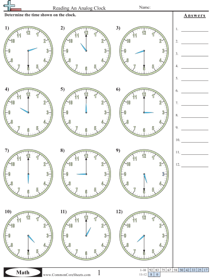 Common Core Telling Time Worksheets Common Core Worksheets