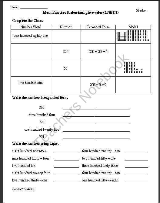 Common Core Worksheets Expanded Form Common Core Worksheets