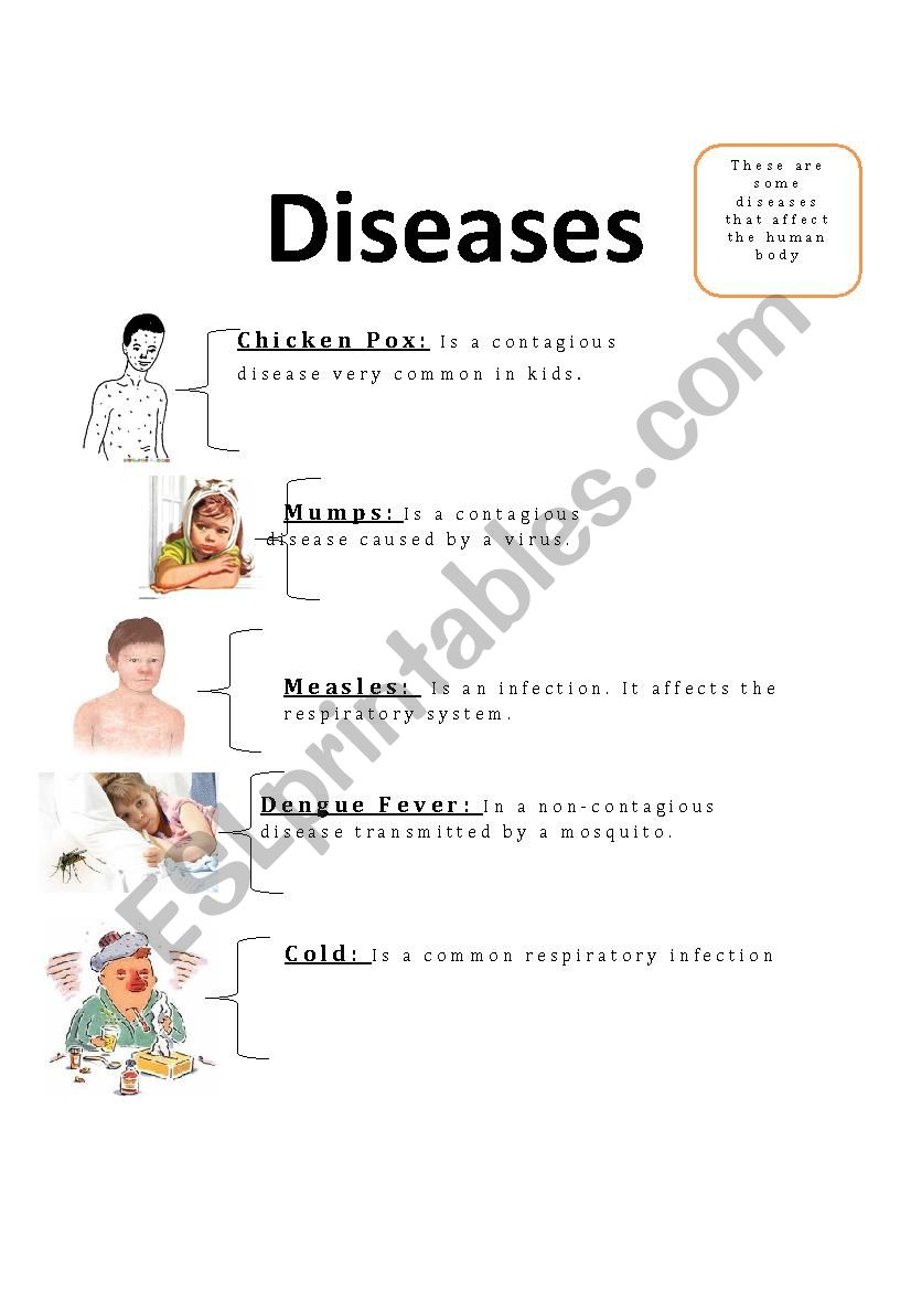 Common Diseases ESL Worksheet By Amygm