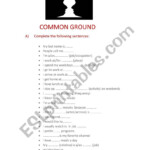 COMMON GROUND ESL Worksheet By Andrea Pusiol