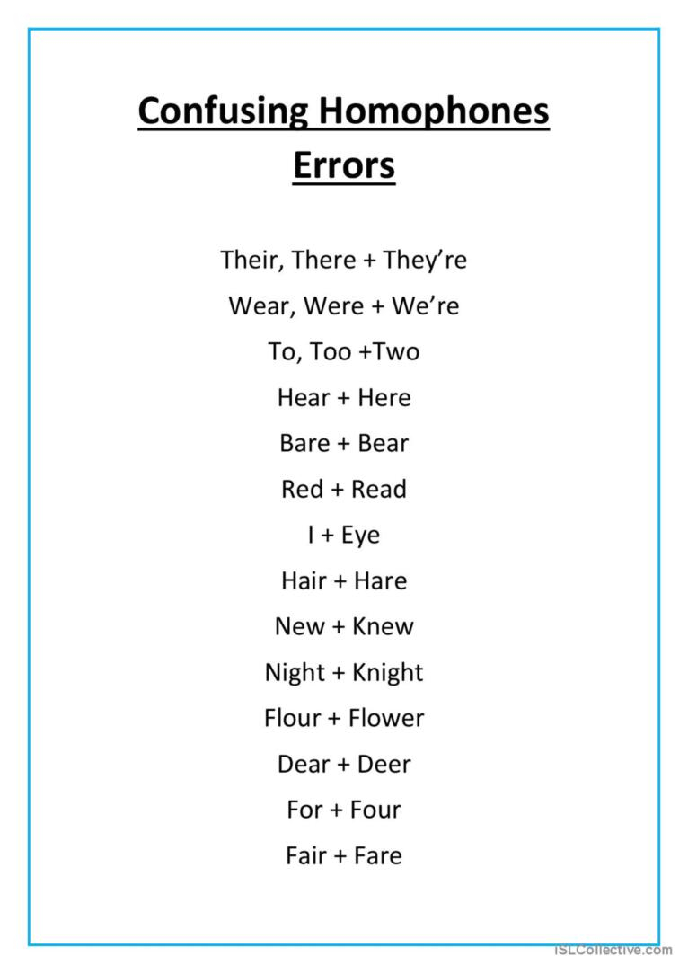 Common Homophone Confusion Deutsch DAF Arbeitsbl tter Pdf Doc