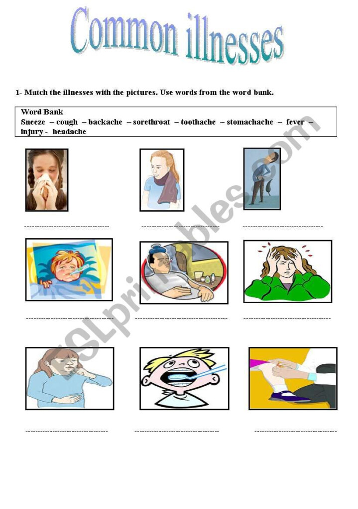 Common Illnesses ESL Worksheet By Hedia