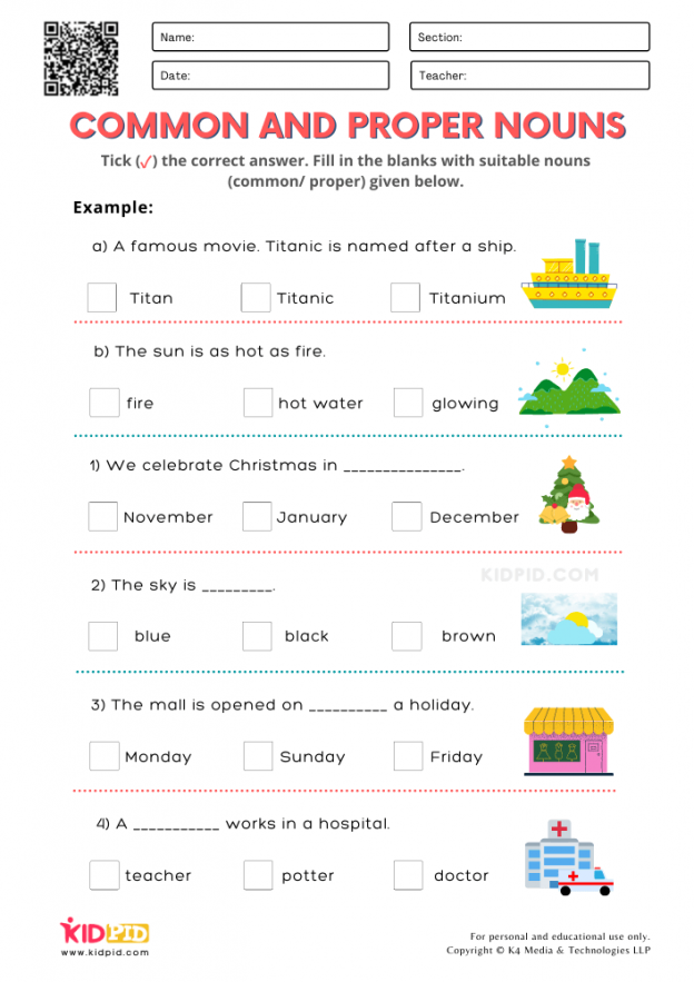 Common Proper Noun Matching Worksheet Common And Proper Nouns 