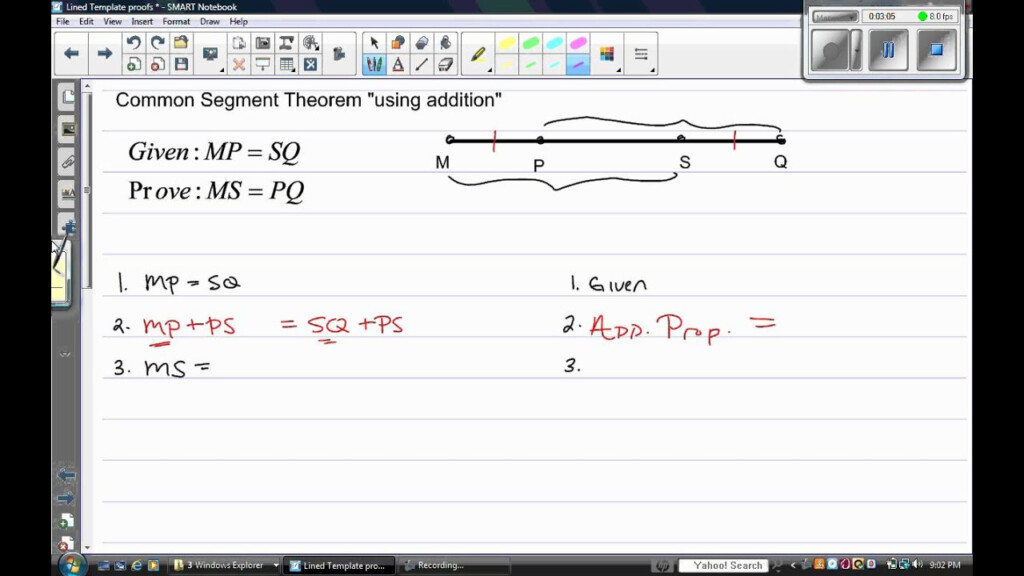 Common Segment Theorem Proof Using Addition Property Of Equality YouTube