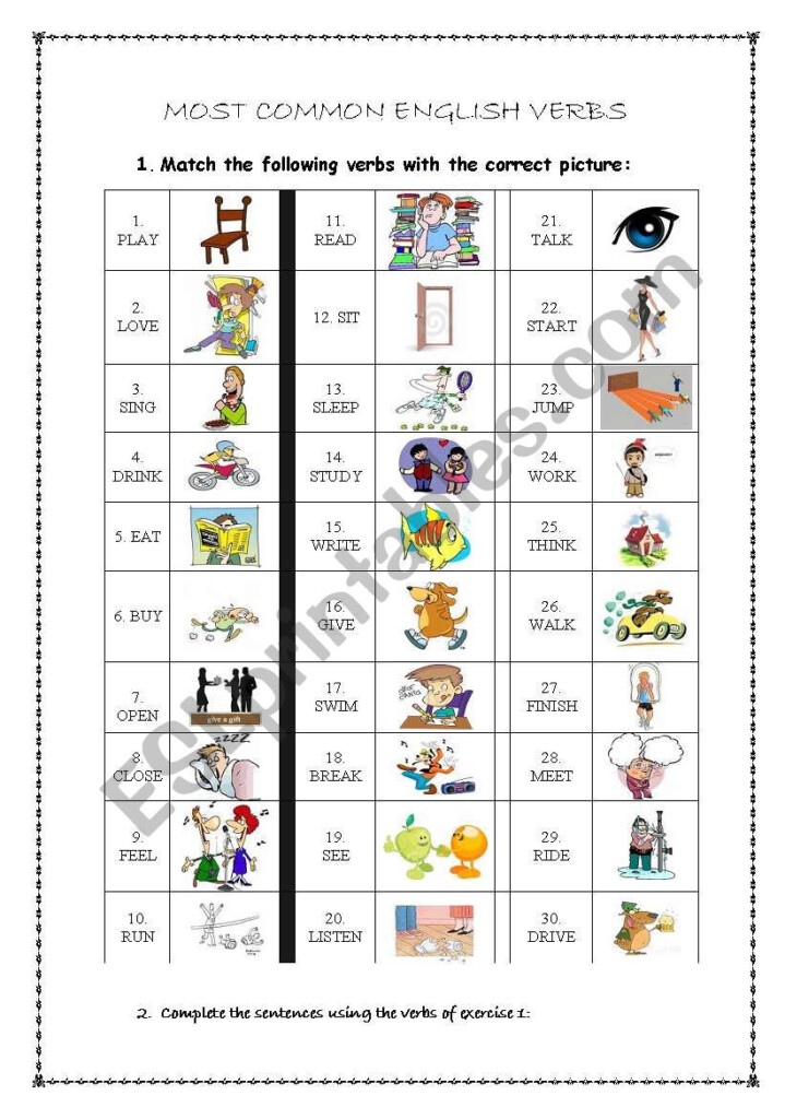 COMMON VERBS ESL Worksheet By Xeili