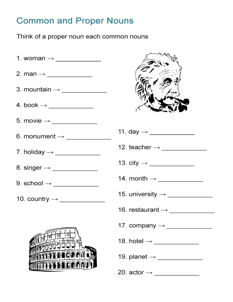 Common Vs Proper Nouns Worksheets