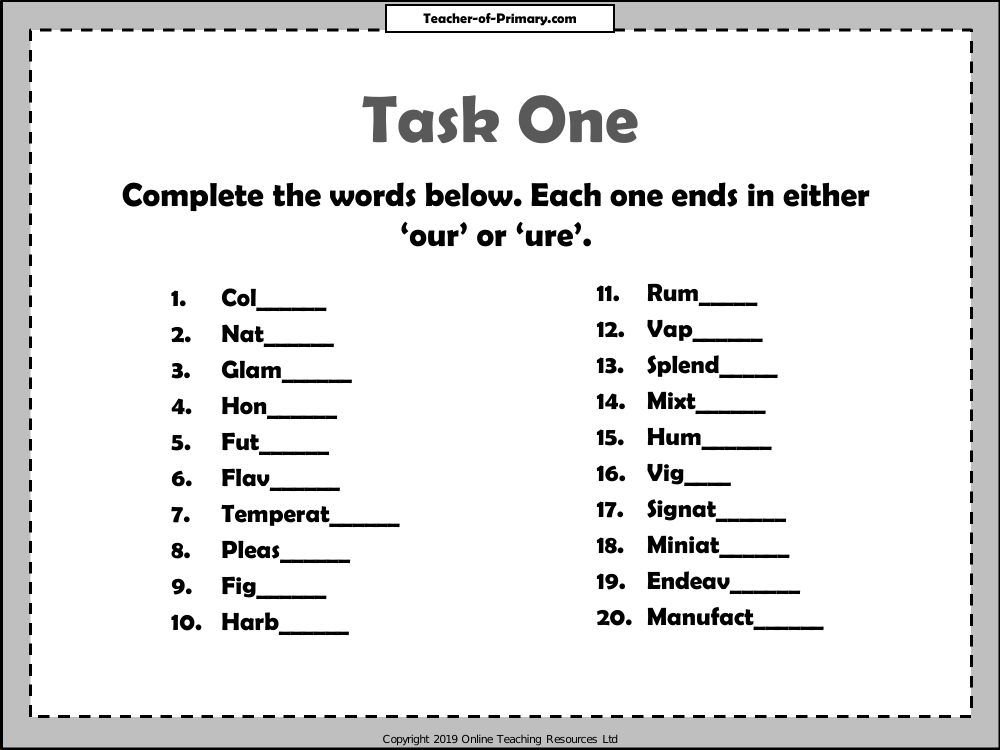 Common Word Endings PowerPoint English Year 5