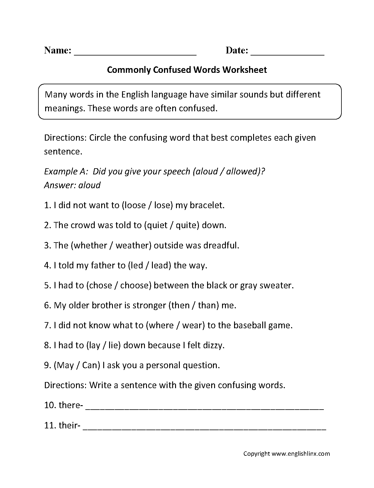 Commonly Confused Words Worksheet Worksheets For Home Learning