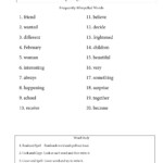 Commonly Misspelled Words Worksheet