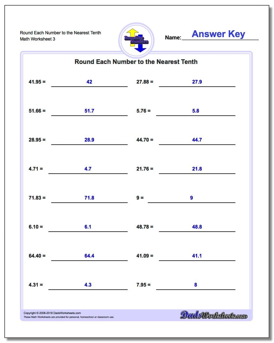 Comparing Decimals 1 2 Digits Worksheets K5 Learning Free Math 