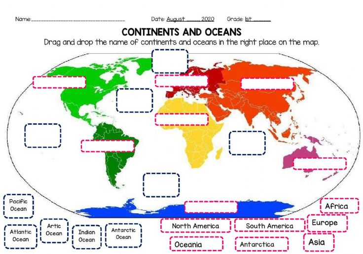 Continents And Oceans Of The World Worksheet Answers