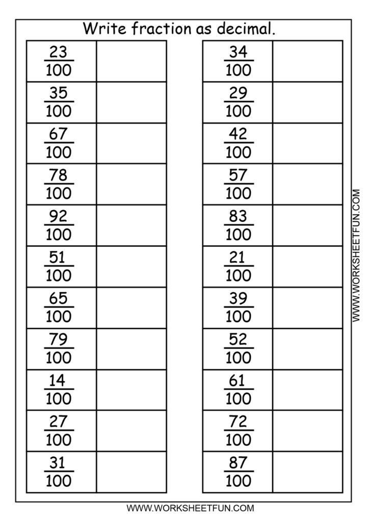 Convert Decimals To Fraction Worksheet Maker Free Converting 