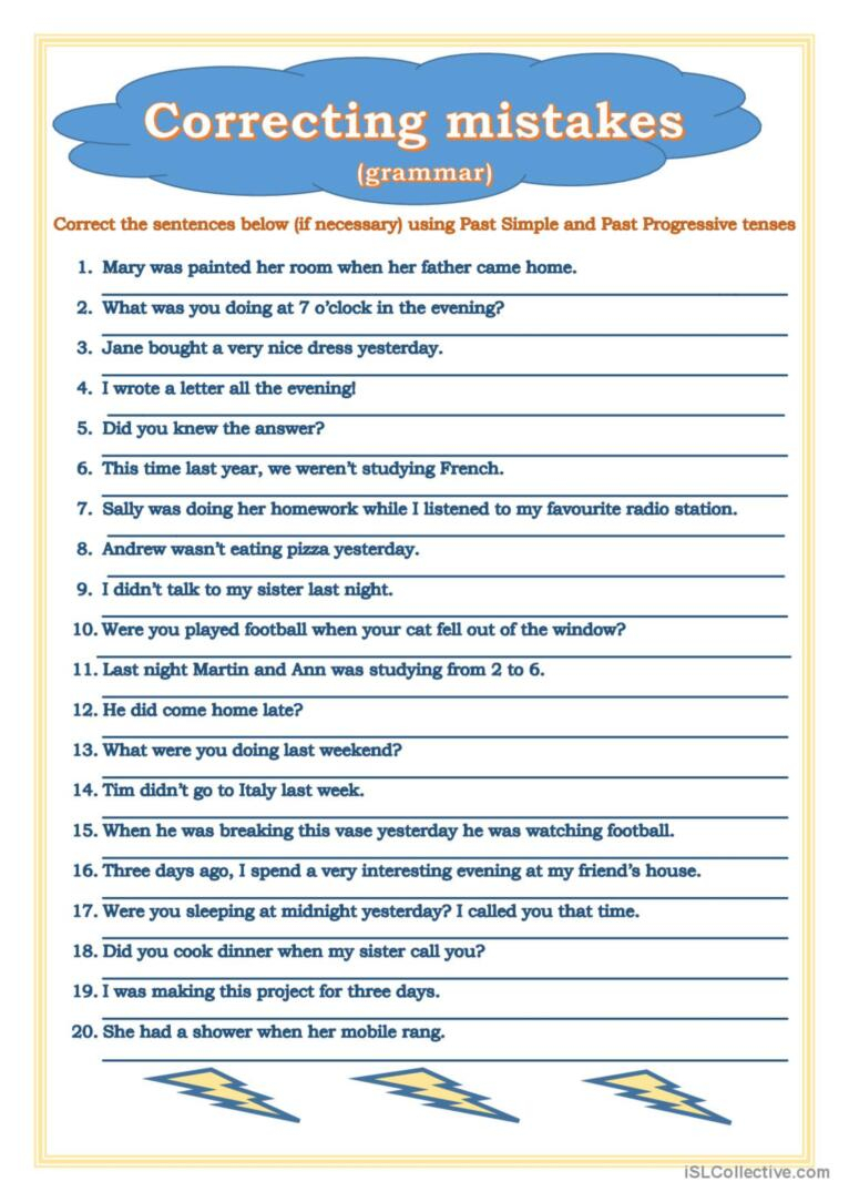 Correcting Mistakes Past Simple Pas English ESL Worksheets Pdf Doc