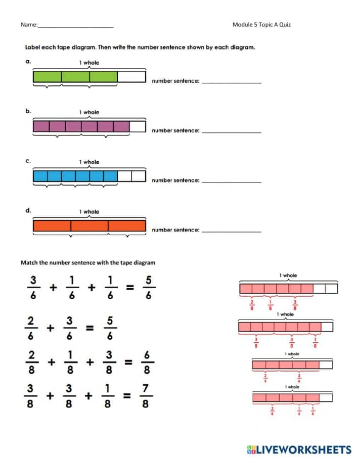 Decompose Fractions Fourth Grade Math Worksheets Free Printable