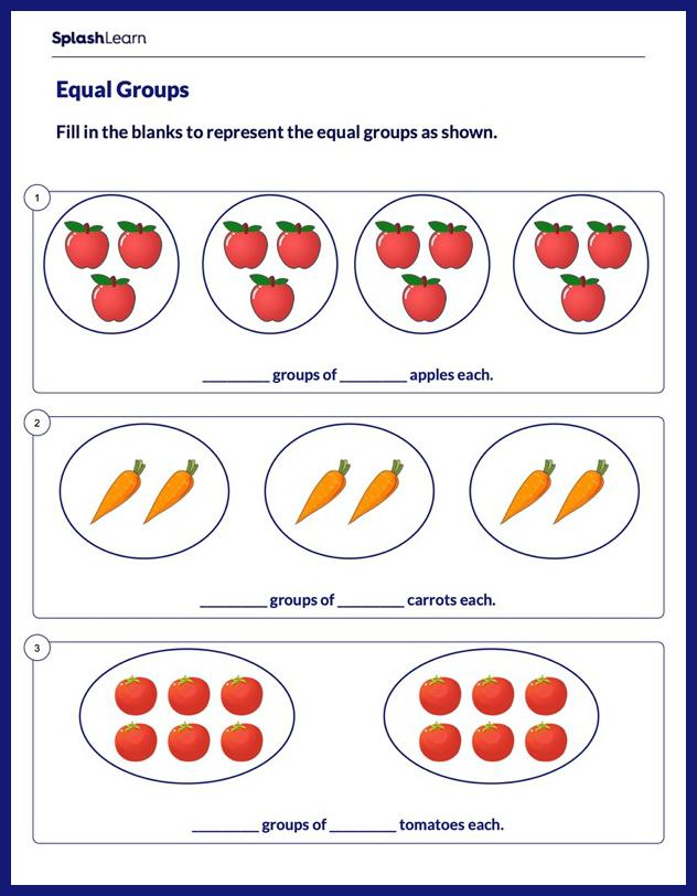 Describing Equal Groups Math Worksheets SplashLearn