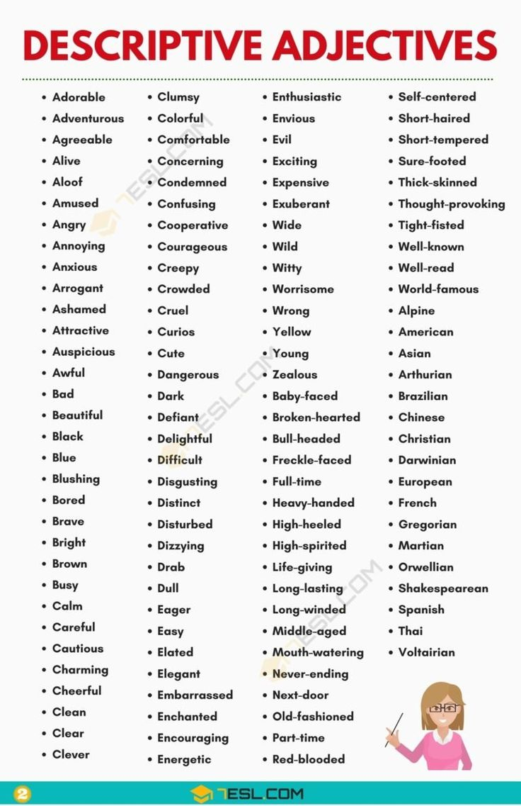 Descriptive Adjectives List Of Useful Descriptive Adjectives In