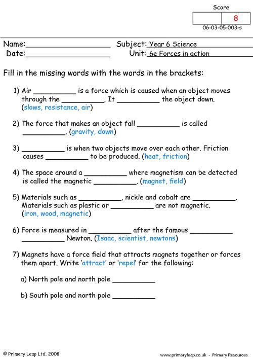 Different Types Of Forces PrimaryLeap co uk Science Worksheets 