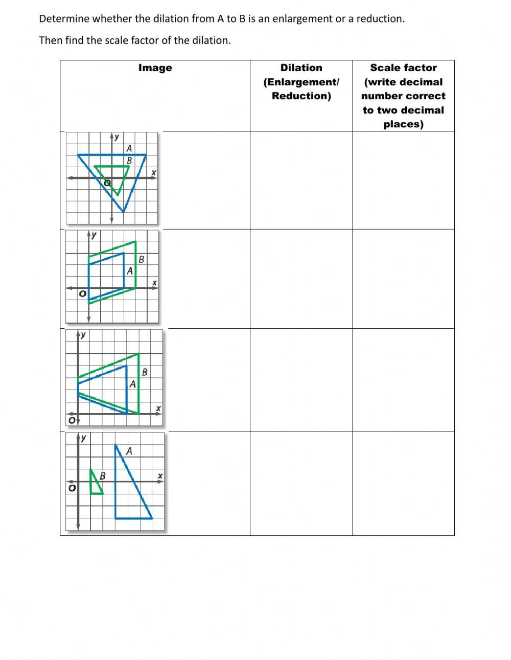 Dilation Worksheet