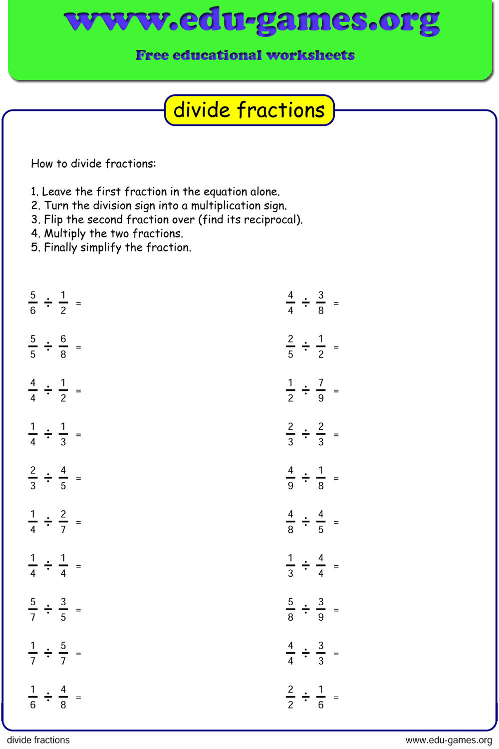 Dividing Complex Numbers Worksheet