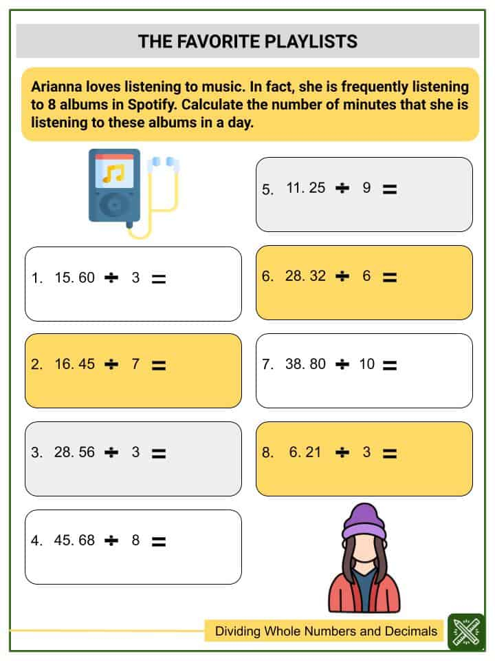 Dividing Decimals And Whole Numbers Worksheet Commone Core Sheets 