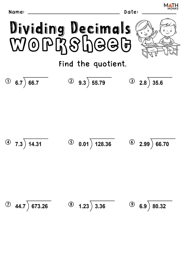 Dividing Decimals Worksheets Math Monks Common Core Worksheets