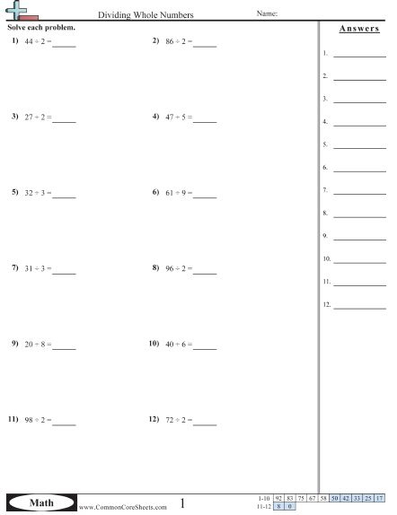 Division Common Core Worksheets Common Core Worksheets