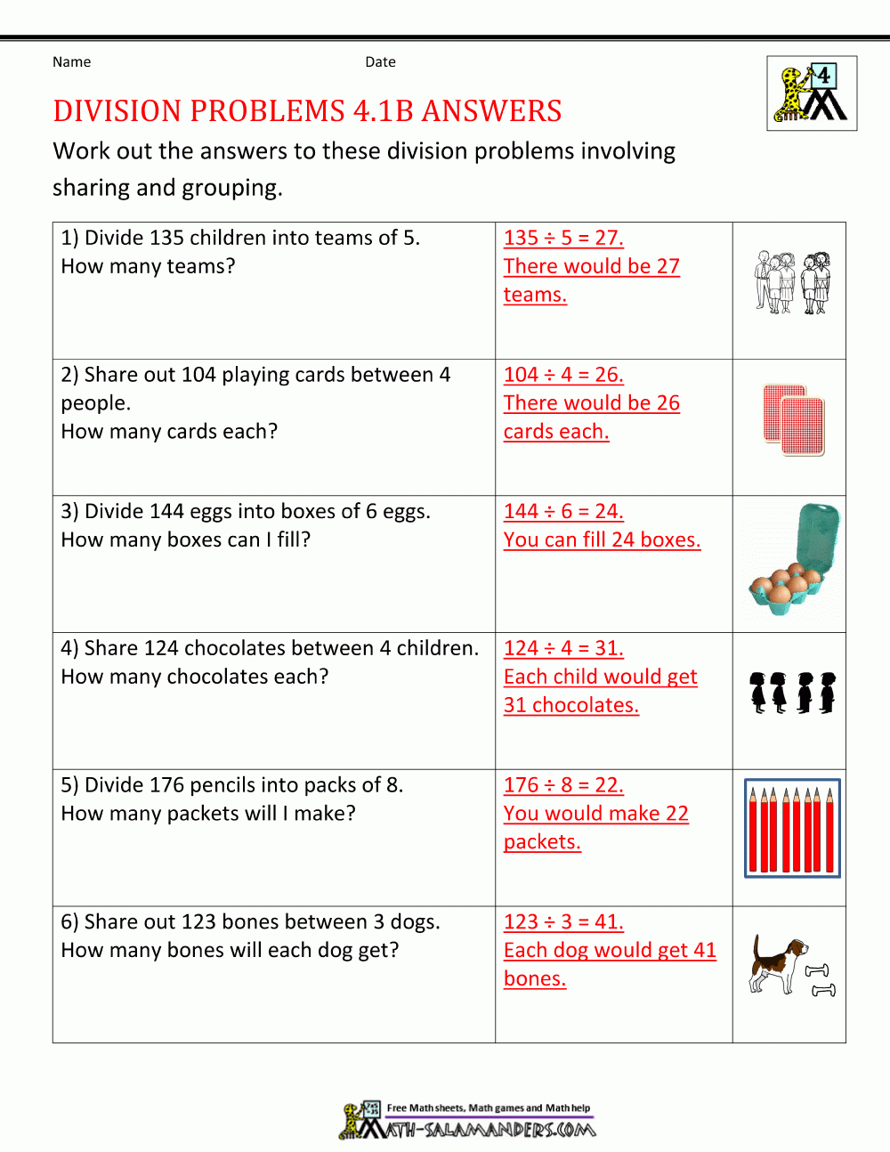 Division Word Problems For Grade 4 With Answers JWord 