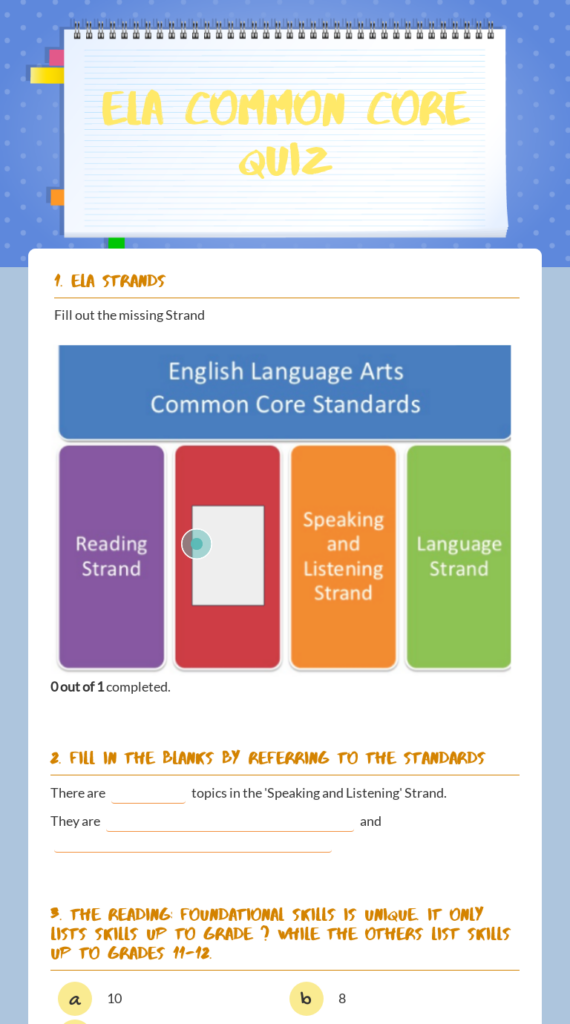 ELA Common COre Quiz Worksheet Common Core Ela Common Core Learning 