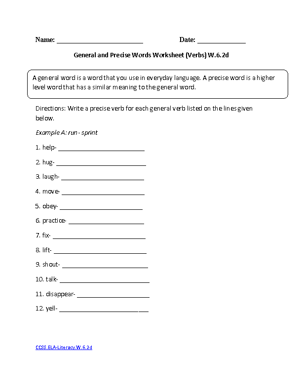 English Worksheets 6th Grade Common Core Worksheets Free Printable 