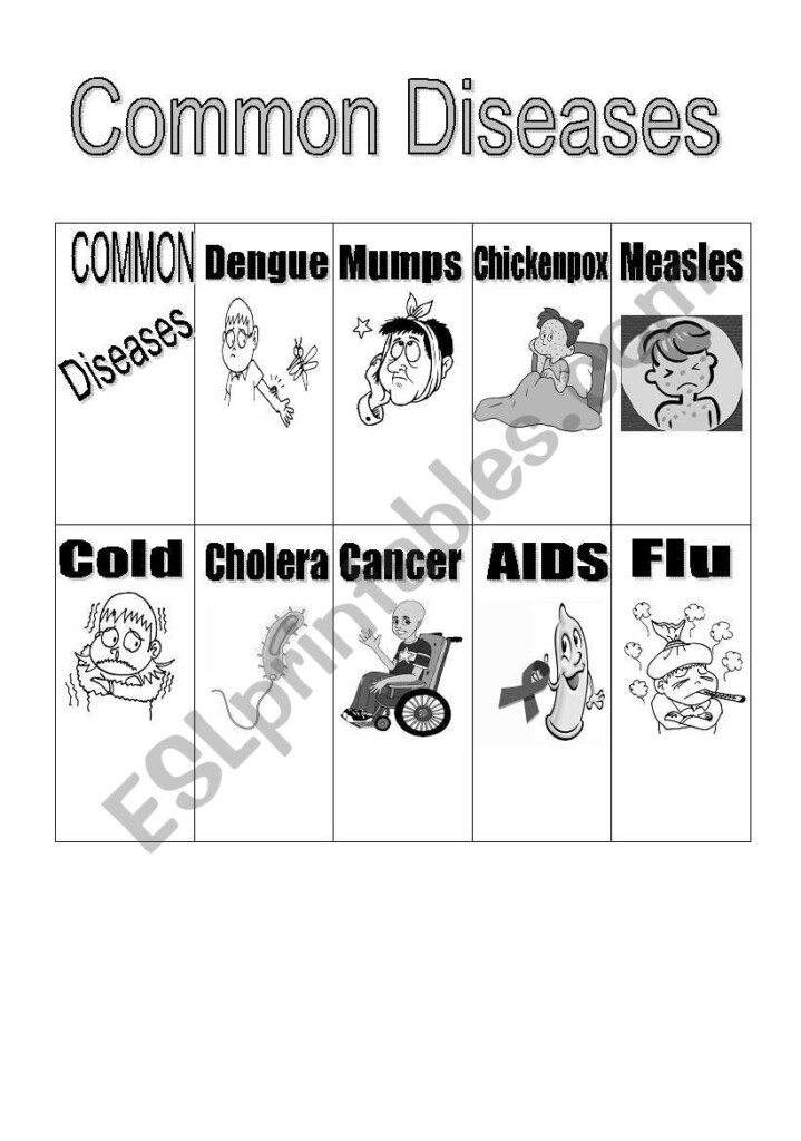 English Worksheets Common Diseases