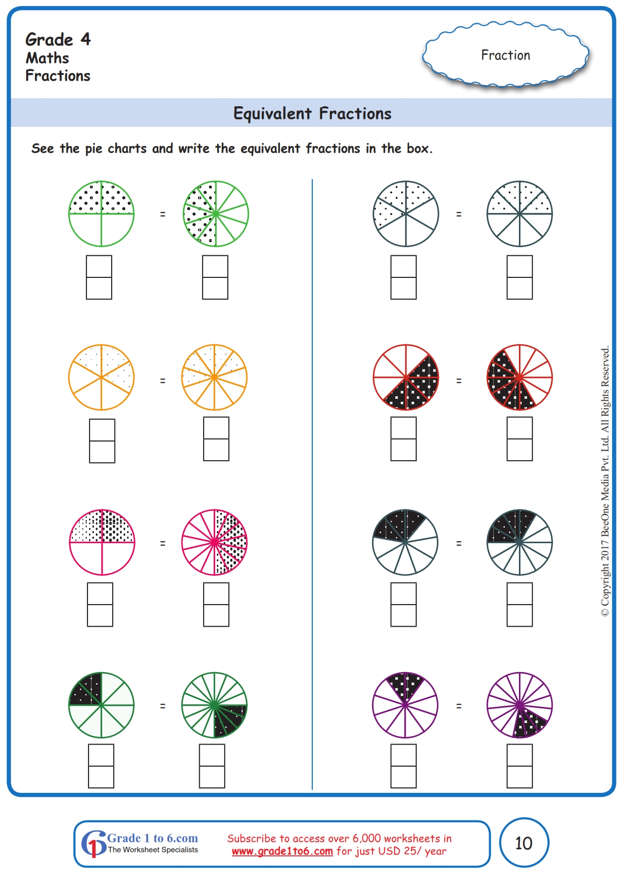 Equivalent Fractions Worksheets Grade 4