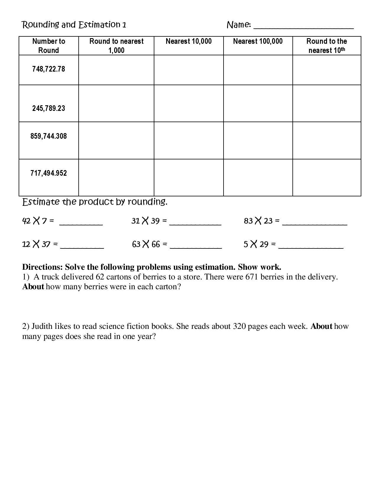 Estimating Quotients Worksheets 5th Grade Estimation Worksheet Free 