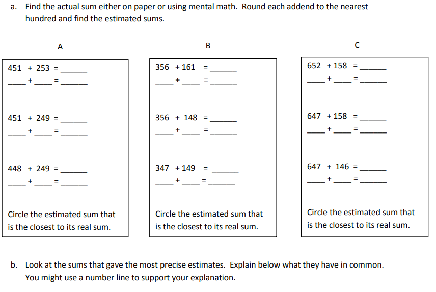 Estimation Worksheets Dynamically Created Estimation Worksheets For