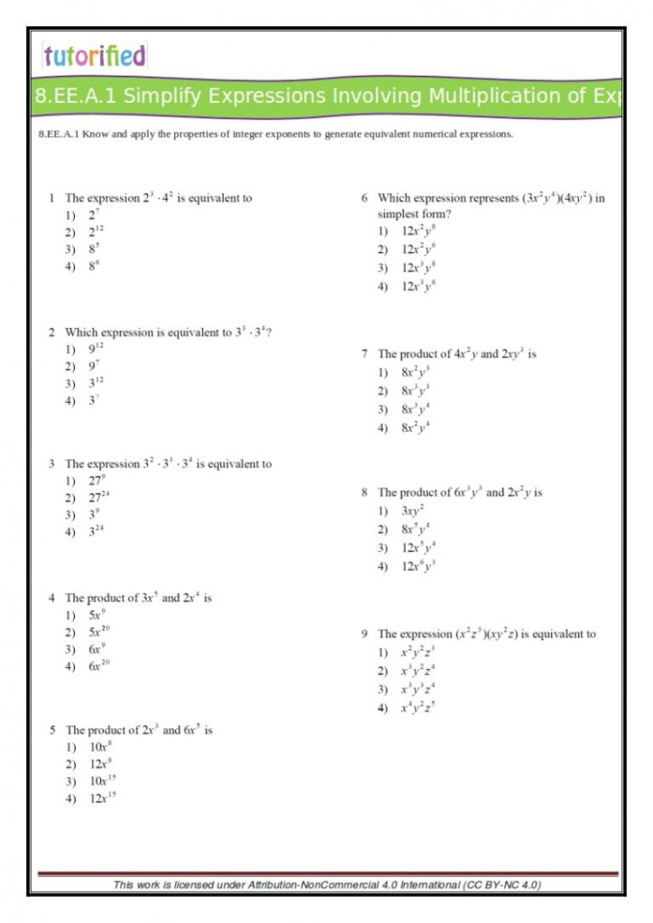 Evaluate Expressions Involving Exponents