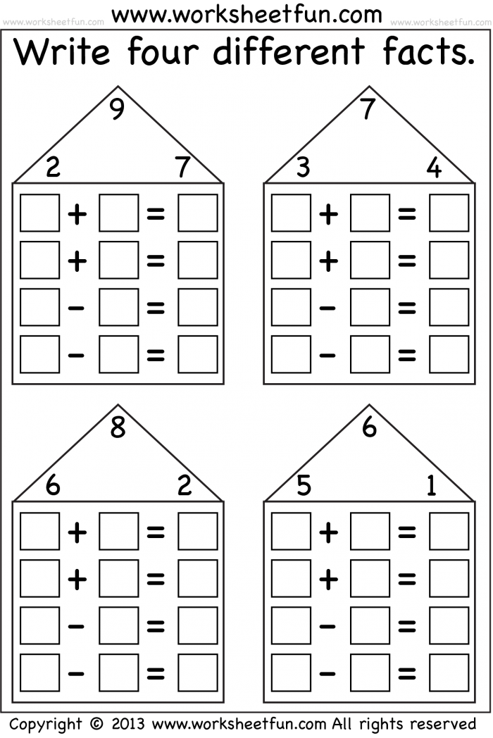 Fact Family Houses Worksheets 99Worksheets