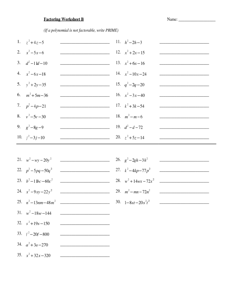 Factor Monomials Worksheet