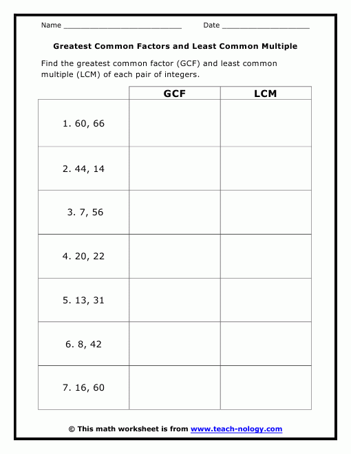 Factor Worksheets 4th Grade Math Instruction Greatest Common Factors 