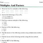Factors And Multiples Worksheet For Grade 4 With Answers Pdf Img oak