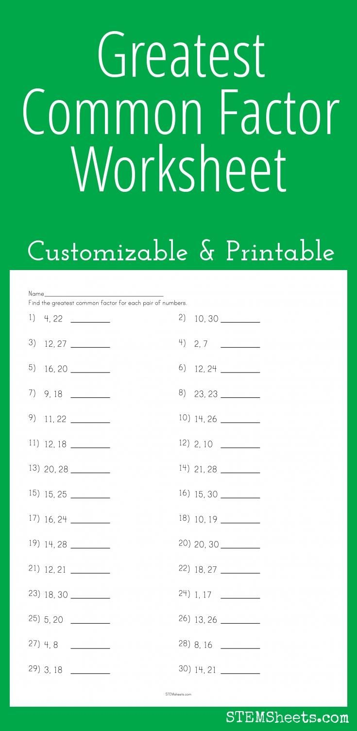 Find Factors Worksheet