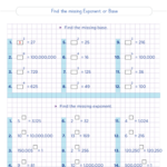 Find The Missing Exponent Or Base Grade 6